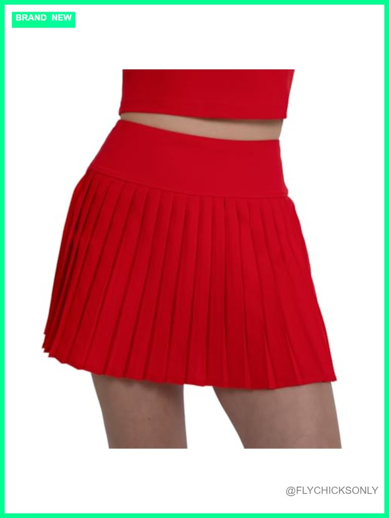 Pleated Tennis Skirt With Built-In Shorts, High Waist, 4-Way Stretch, Quick-Dry